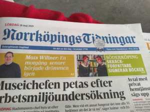 Front page of the Norrkoping newspaper